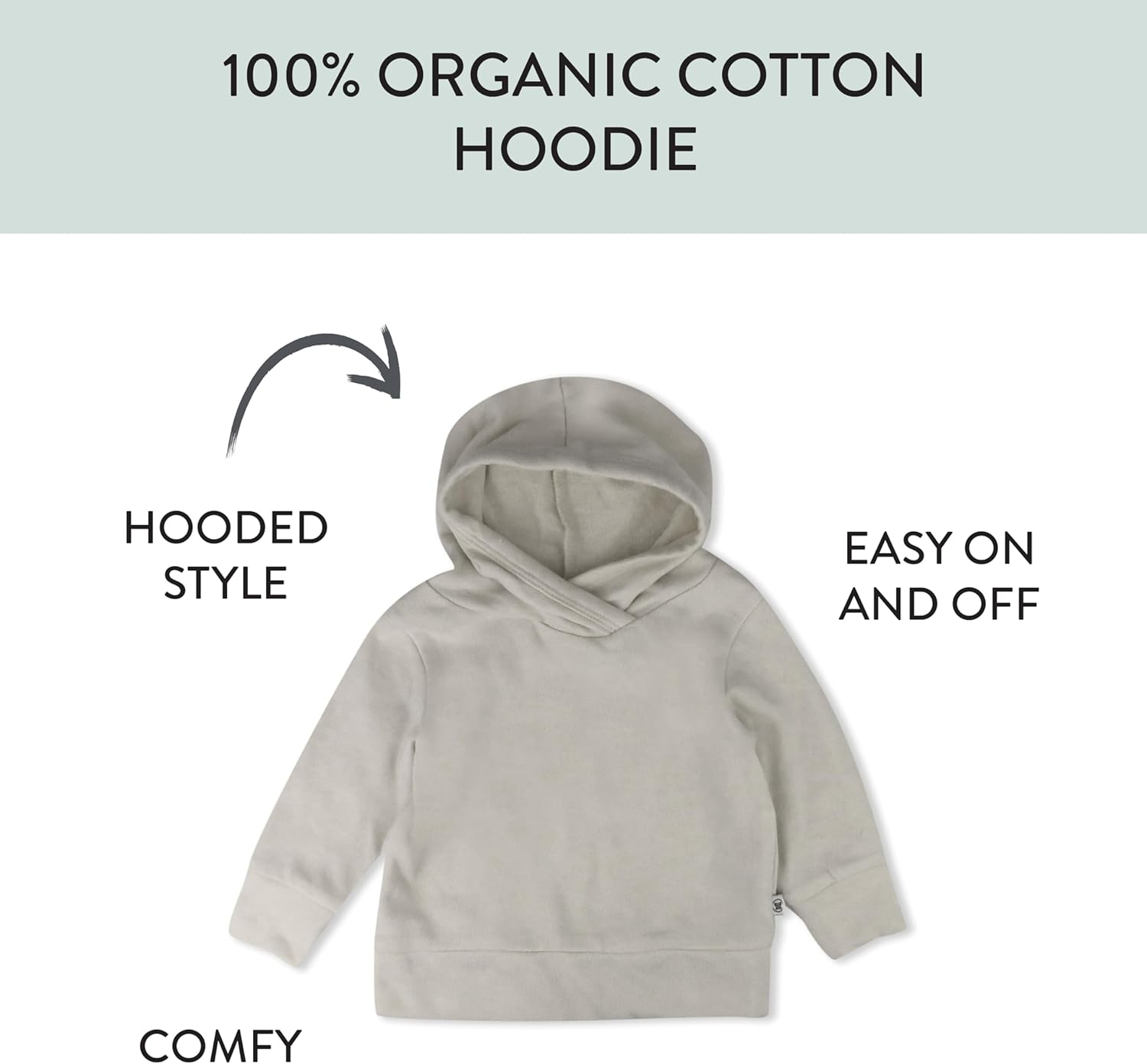 HonestBaby unisex-baby Baby Terry Hoodie 100% Organic Cotton for Toddler, Baby Boys, Girls - Image 3