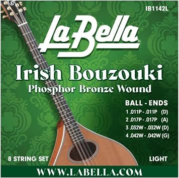La Bella IB1142L Irish Bouzouki Light Phosphor Bronze Wound 8- String 11-42