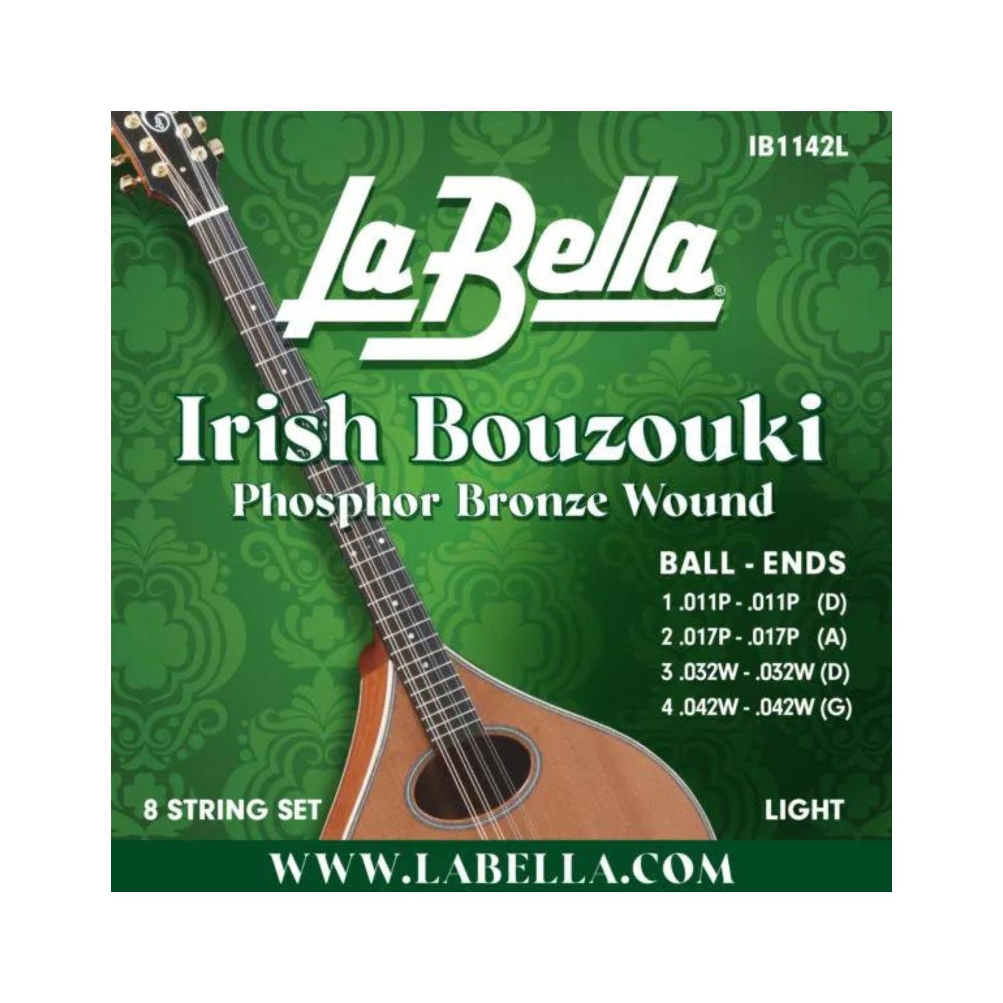 La Bella IB1142L Irish Bouzouki 8-string Phosphor Bronze, Ball End, Light