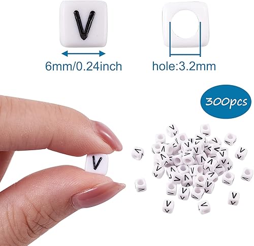 Miniatura 8 de FASHEWELRY 300 cuentas de letras acrílicas blancas de 0.236 x 0.236in, letras E del alfabeto para hacer pulseras, collares, joyas