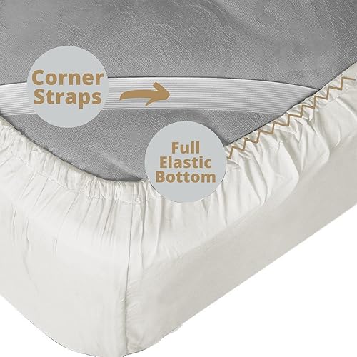 Miniatura 2 de Clara Clark Sábana bajera ajustable de tamaño individual solo sábana bajera Mantente en forma en colchón con correas elásticas en las esquinas
