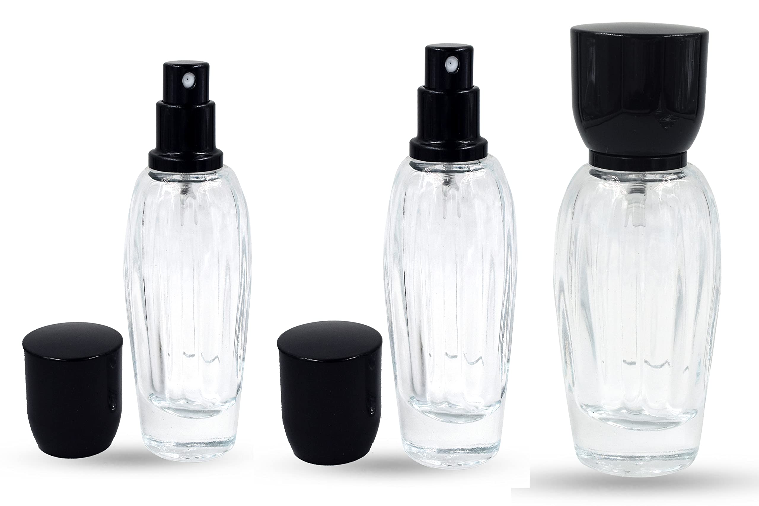Hunky Dory 6pcs 30ml Royal Empty Refillable Glass Bottle with Spray Black Screw (Easy) Pump and Cap for For DIY Perfume, Essential Oils, Blends, Rose Water. (Pack of 6)-image-32