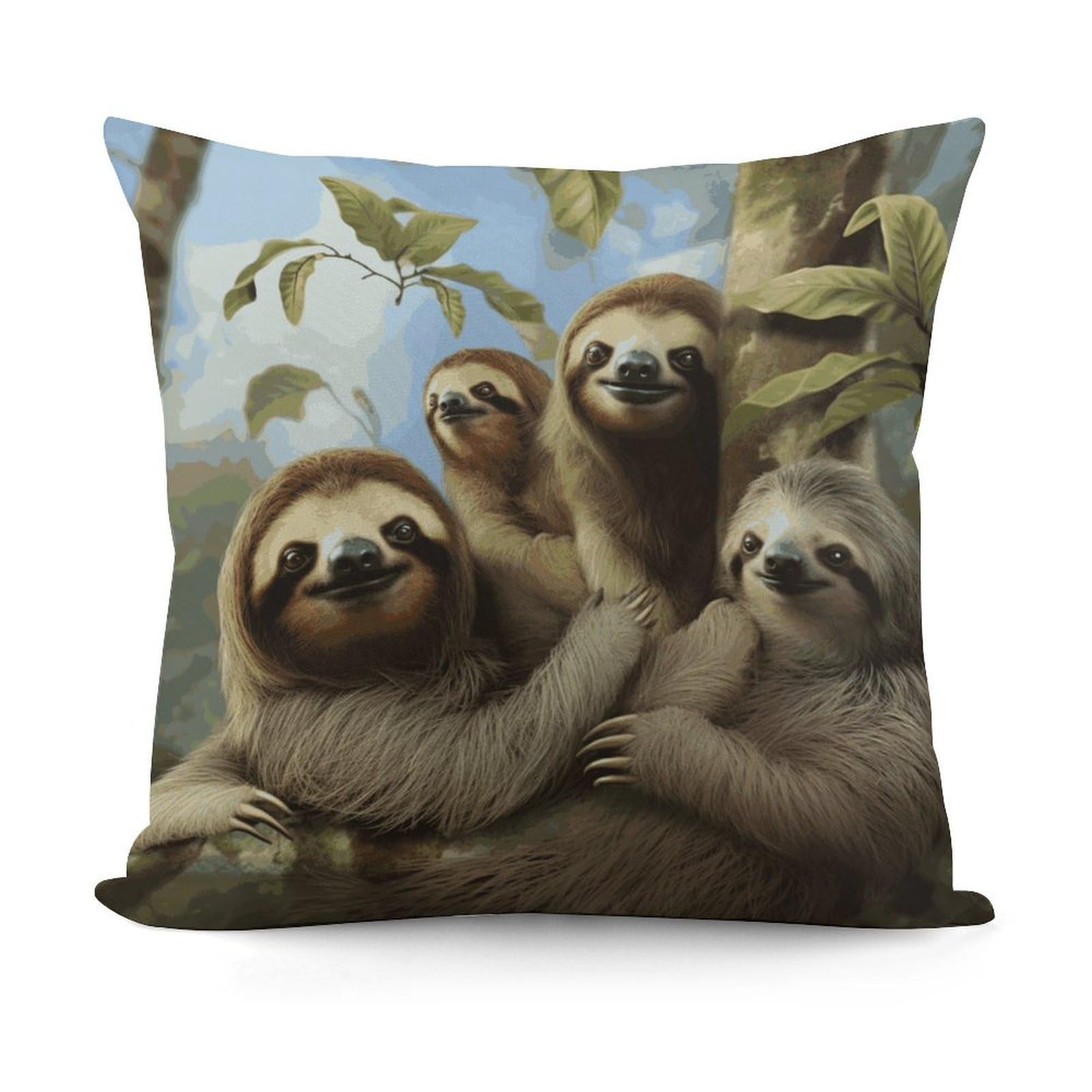 Adfgyerh Style Sloth Family Decorative Pillow Covers, Throw Pillow Covers Soft For All Seasons, Pillowcases For Couch Living Room Sofa Bedroom 18X18 Inch