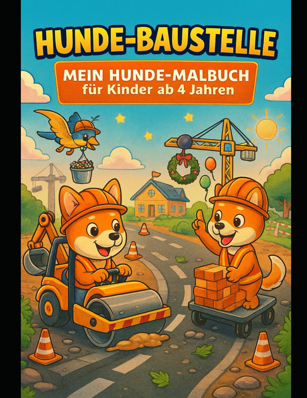 HUNDE-BAUSTELLE – Mein Super-Malbuch: 60 süße Hunde auf der Baustelle – Malspaß mit Bagger, Kran & Co. für Kinder ab 4 Jahren