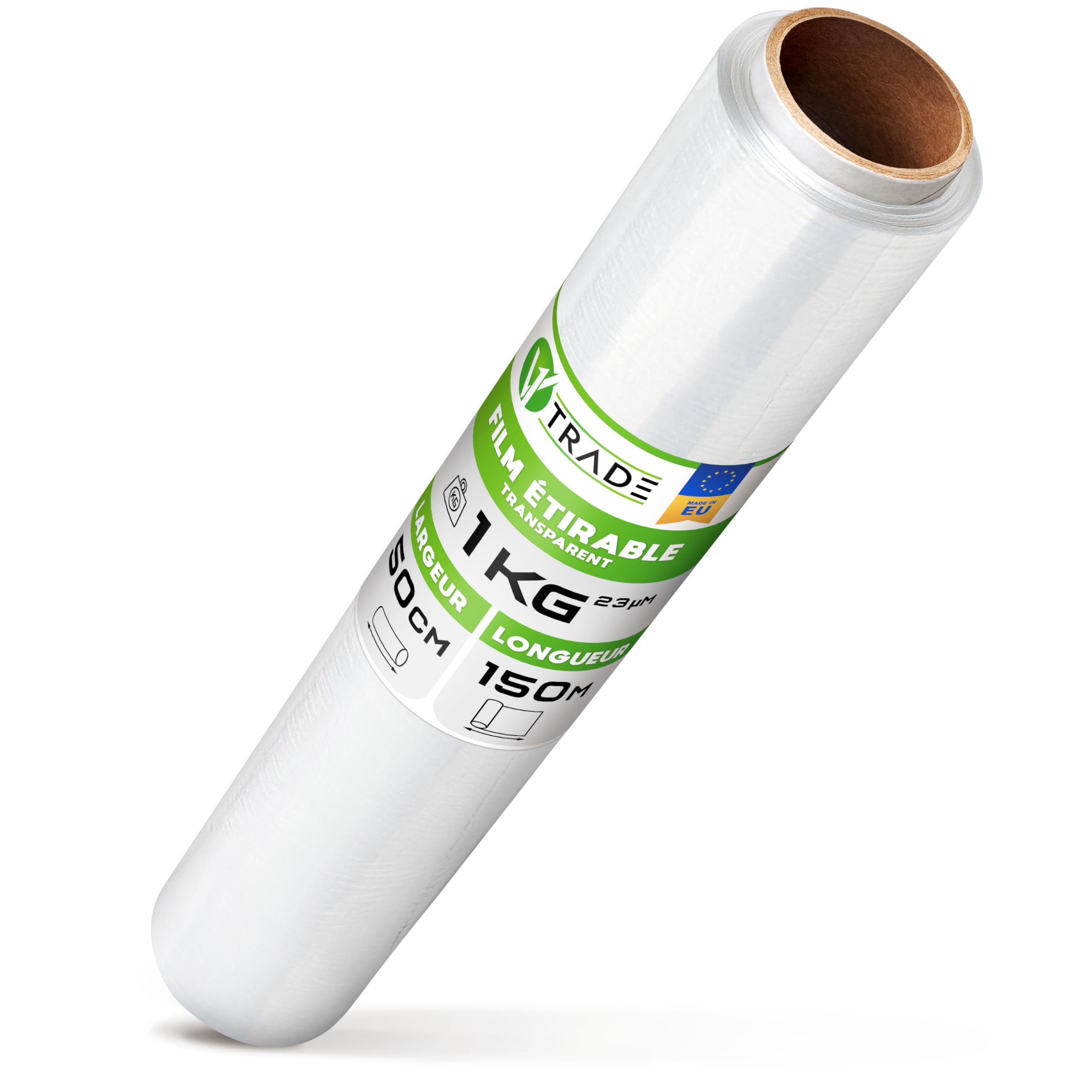 V1 TRADE Film Etirable Demenagement - Film Palette Transparent 50cm x 150m - Plastique Protection pour Colis et Meubles