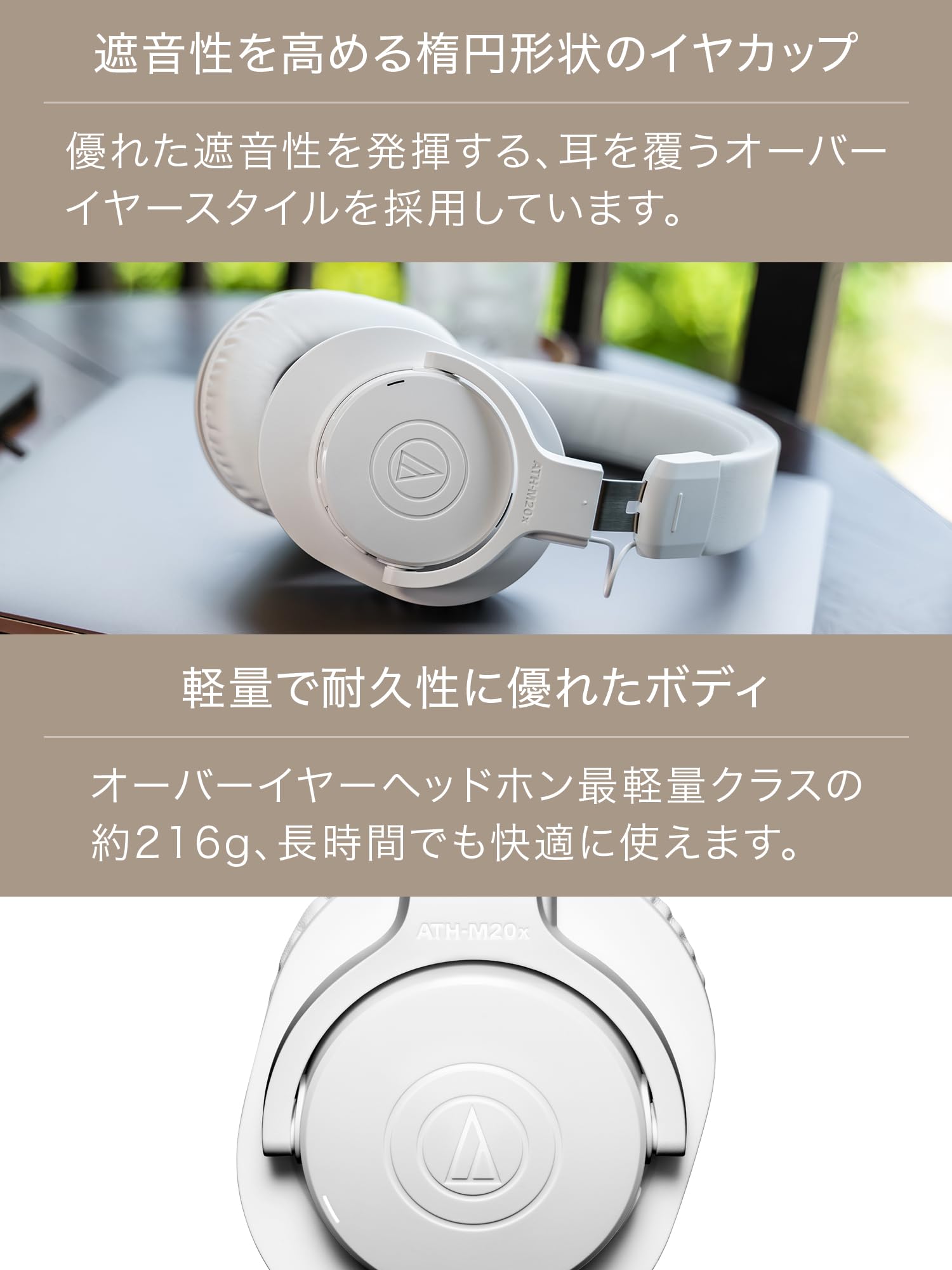 オーディオテクニカ ATH-M20xBT WH ワイヤレスヘッドホン　ホワイト ATH-M20xBT｜ヘッドホン：ワイヤレスヘッドホン｜オーディオテクニカ