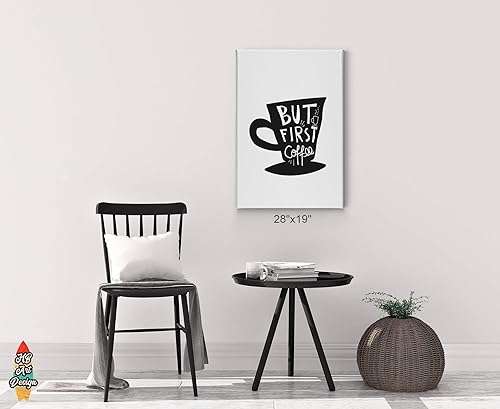Miniatura 3 de HB Art Design Taza con texto en inglés But First Coffee en blanco y negro con texto en inglés But First Coffee (But First Coffee)