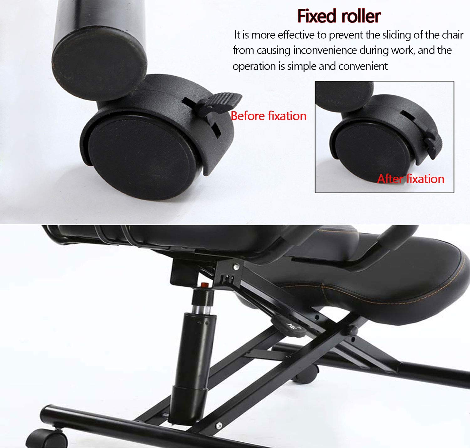Silla de Rodillas Ajustable en Altura Taburete de Rodillas Ergonómica con Ruedas y Respaldo Sillas Ergonomicas Oficina para Alivia la Fatiga del Cuello y Las Piernas