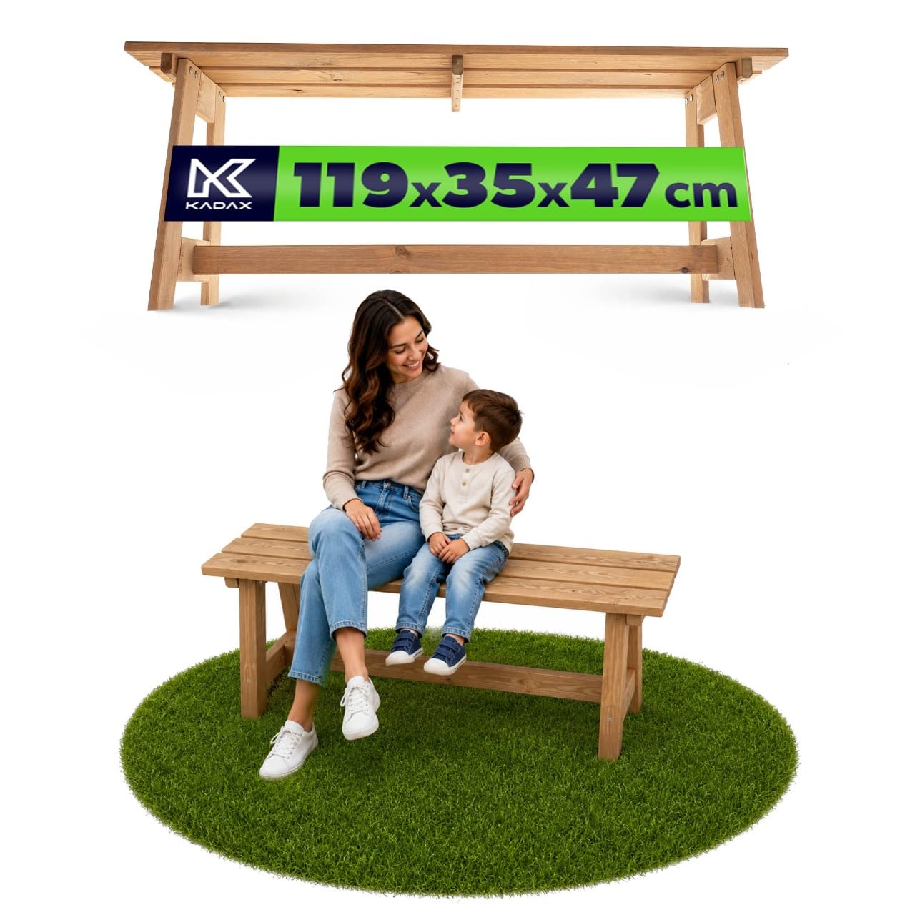 KADAX Panchina da giardino in legno, 2 posti, senza braccioli e schienale, panca da parcheggio, panca esterna per balcone, giardino, terrazza (rovere dorato), K10080