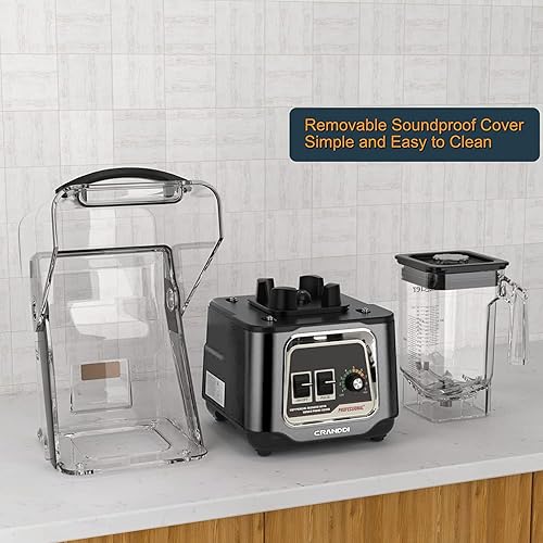 Miniatura 4 de CRANDDI Licuadora profesional para batidos, licuadora silenciosa comercial insonorizada de 2200 W con escudo insonorizado extraíble para triturar