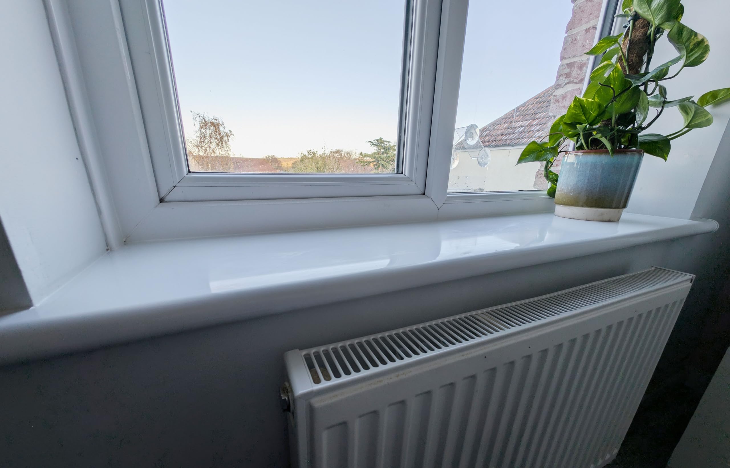White PVC Bullnose Window Board Cover 1.25m Long with End Caps (240mm Depth)