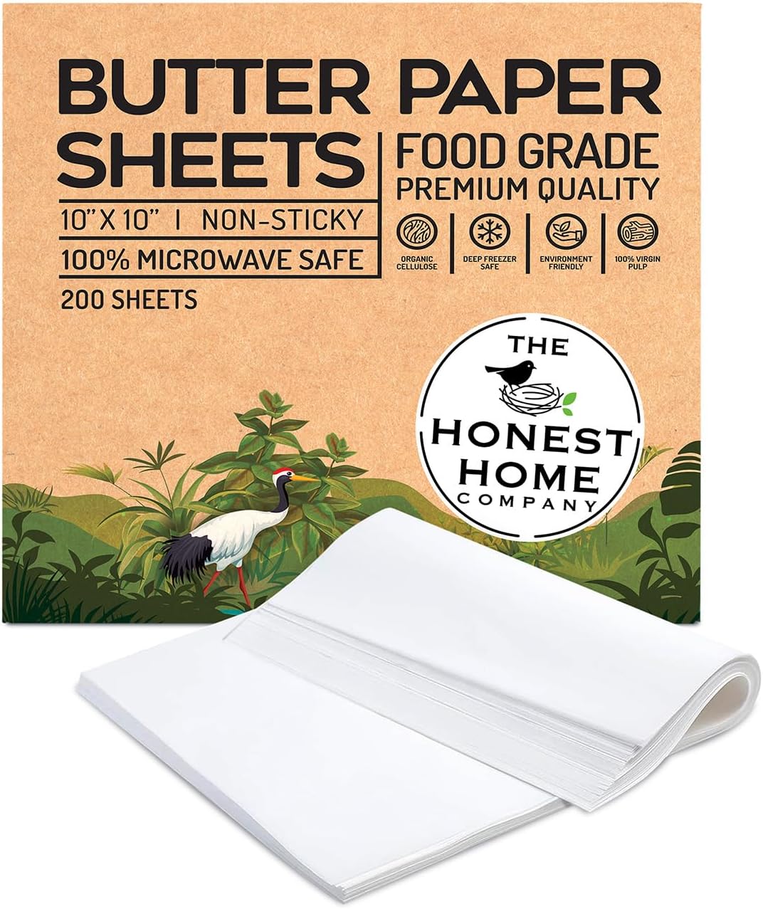 Co. | 200 Butter Paper Sheets, 40 GSM | 10x10" | 100% Non - Coated | FDA Approved