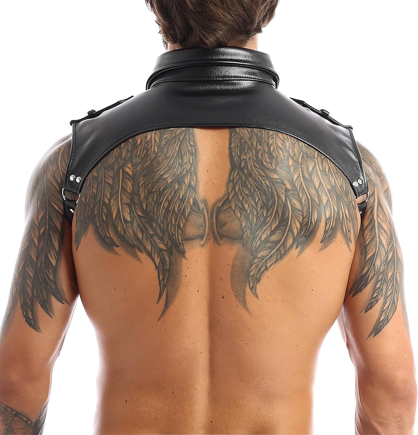 Men's Body Chest Harness Belt, Adjustable Faux Patent Leather Neck Collar Shoulder Body Chest Harness Bondage Strap Belt for Men Gay, Cosplay Costume Masquerade Party Club Fetish Clubwear
