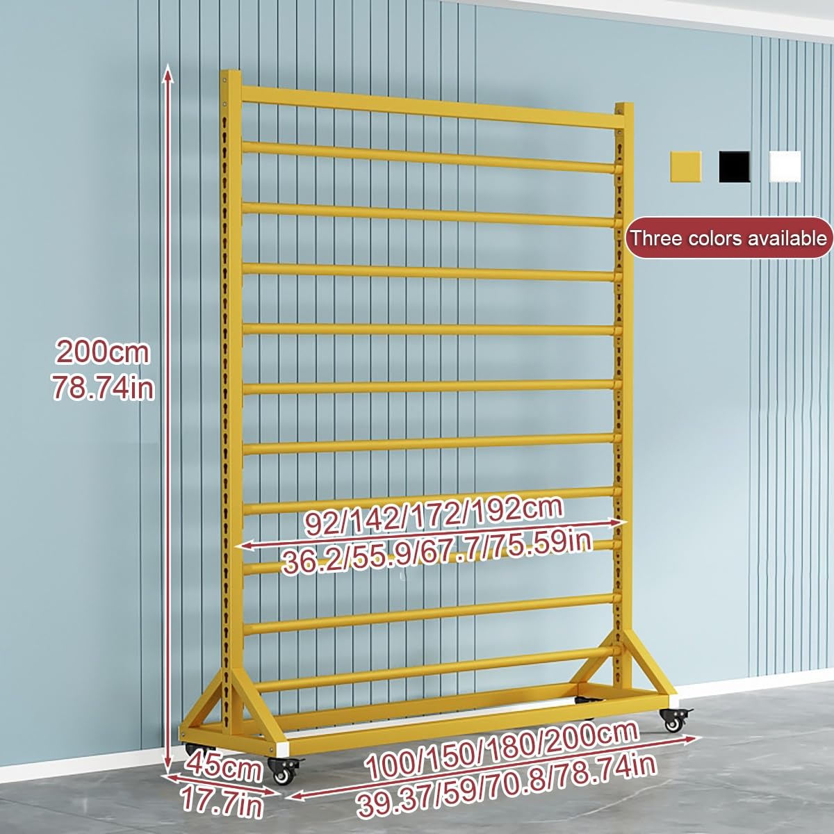 Porte-rouleau de tissu – Organiseur mobile robuste avec tige de suspension réglable pour ranger les tissus, nappes, films de fenêtre et papier peint