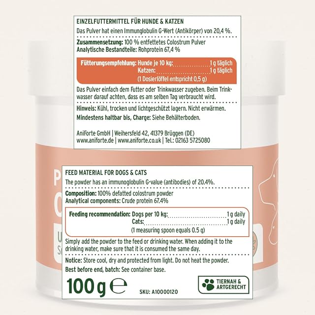 Foto 8 de 8 de AniForte Colostrum en Polvo para Perros y Gatos 100g
