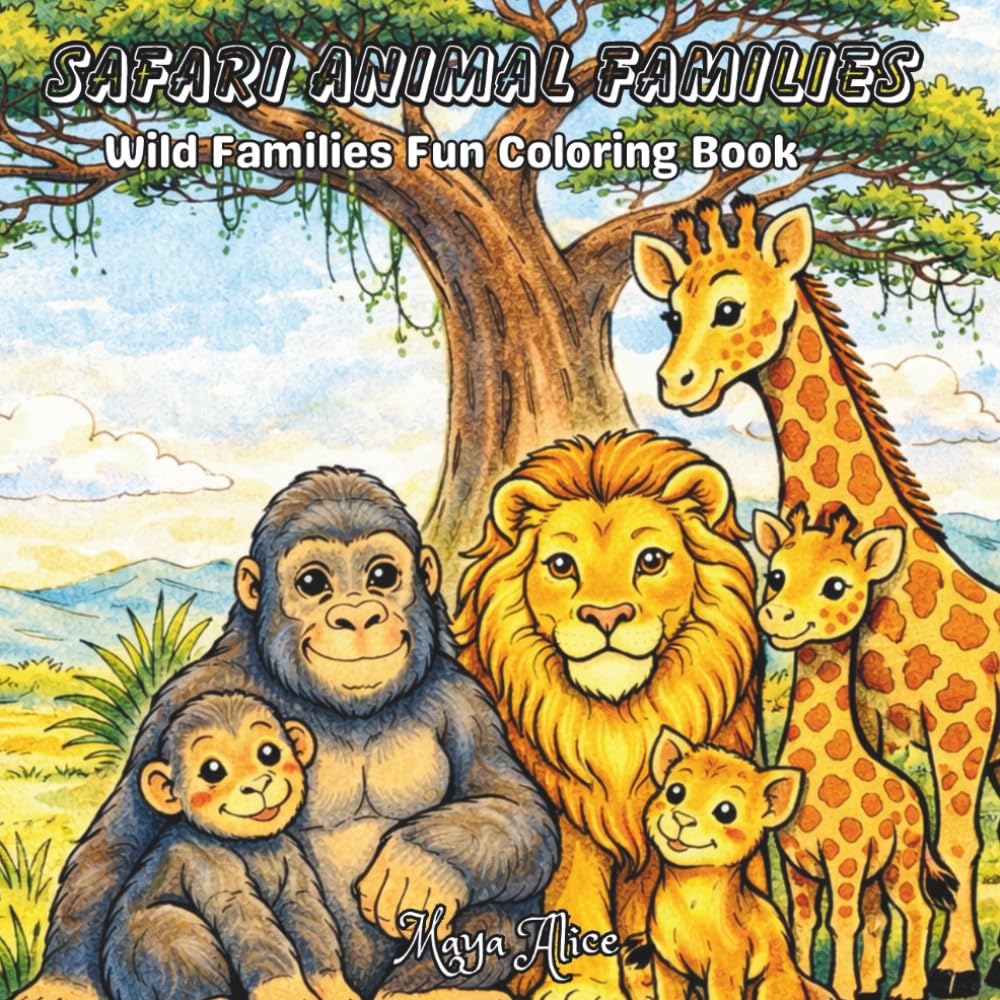 Safari Animal Families: Wild Families Fun Coloring Book