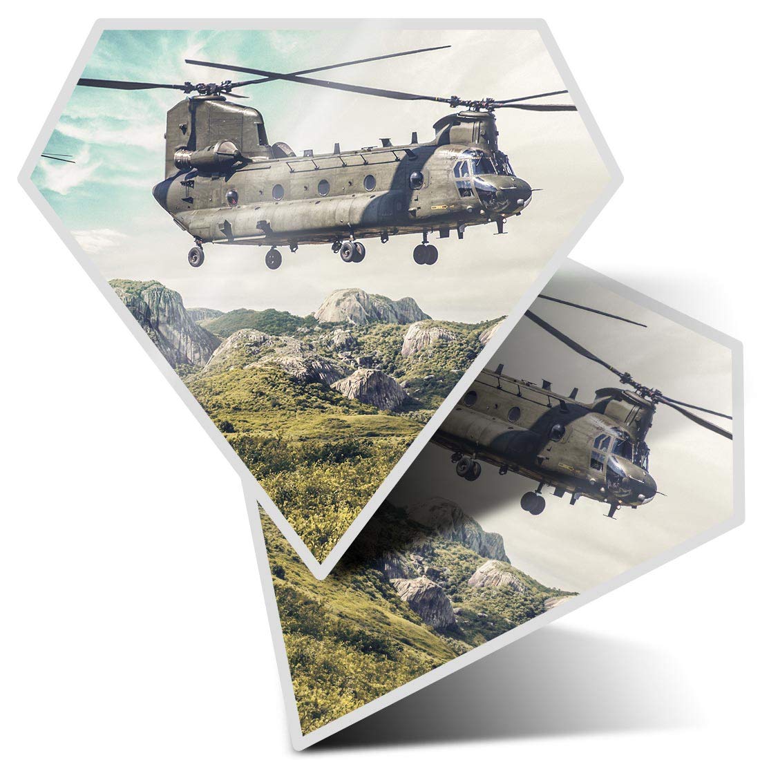 2 x Diamond Stickers 7.5 cm - Chinook Helicopter Military RAF Fun Decals for Laptops,Tablets,Luggage,Scrap Booking,Fridges, #15542