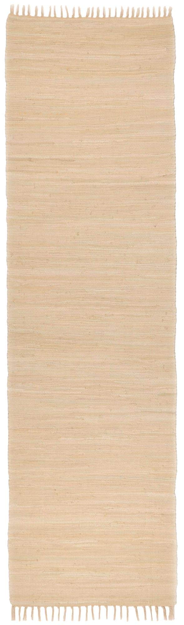 Theko Dhurry | Fleckerl | Flachgewebe-Teppich aus 100% Baumwolle; handgewebt, waschbar, beidseitig verwendbar | 70 x 250 cm; Natur | Happy Cotton