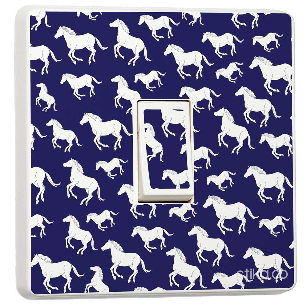 Pretty Light Switch Decoration Stickers - Flower, Animal, Nature, Sport Designs - Generic Single - by stika.co(Horses on Blue)