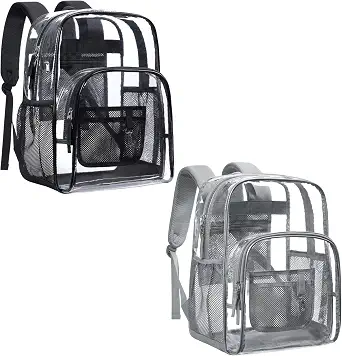 Clear Backpack for School - 17 inch Heavy Duty Clear Bookbag | Reinforced Stitching, 900D Oxford Base, Padded Straps, 0.5mm Thick PVC, Fit 16" Laptop, Support 22 lbs. Age 12+ Students