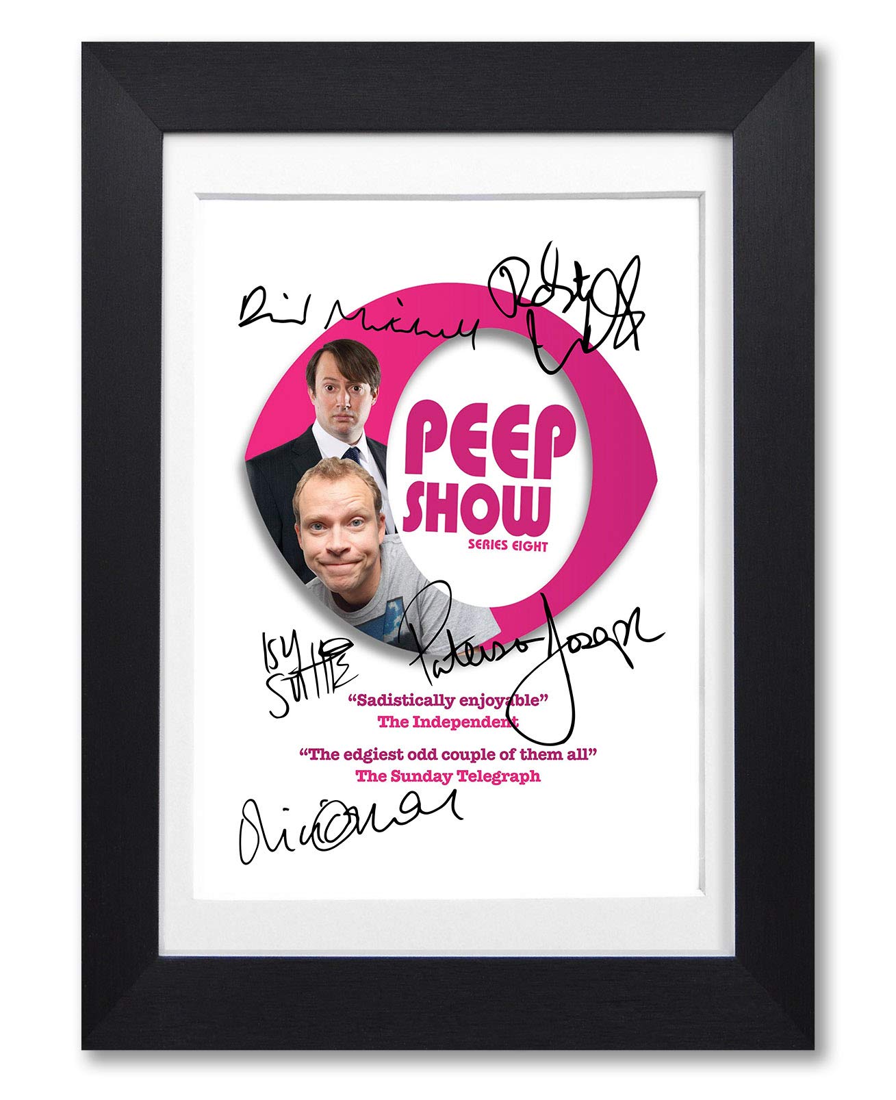 Memorabilia Peep Show Cast Signed Autograph Signature A4 Poster Photo Print Photograph Artwork Wall Art Picture Series Gift David Mitchell Robert Webb (A4 Black Framed & Mounted)