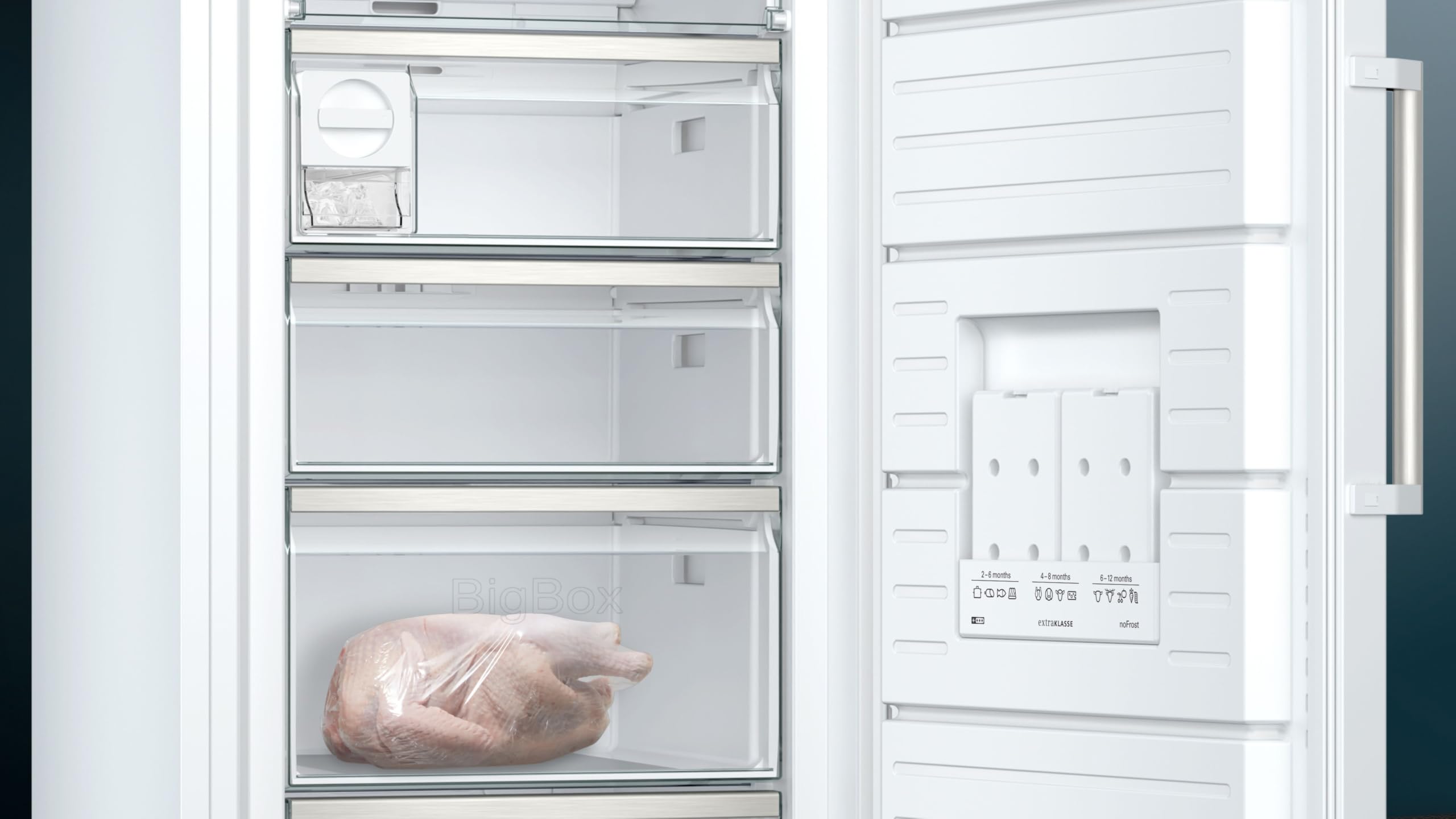 Siemens GS51NAWCV iQ500 Freistehender Gefrierschrank, 289 L, noFrost, bigBox, varioZone, Weiß