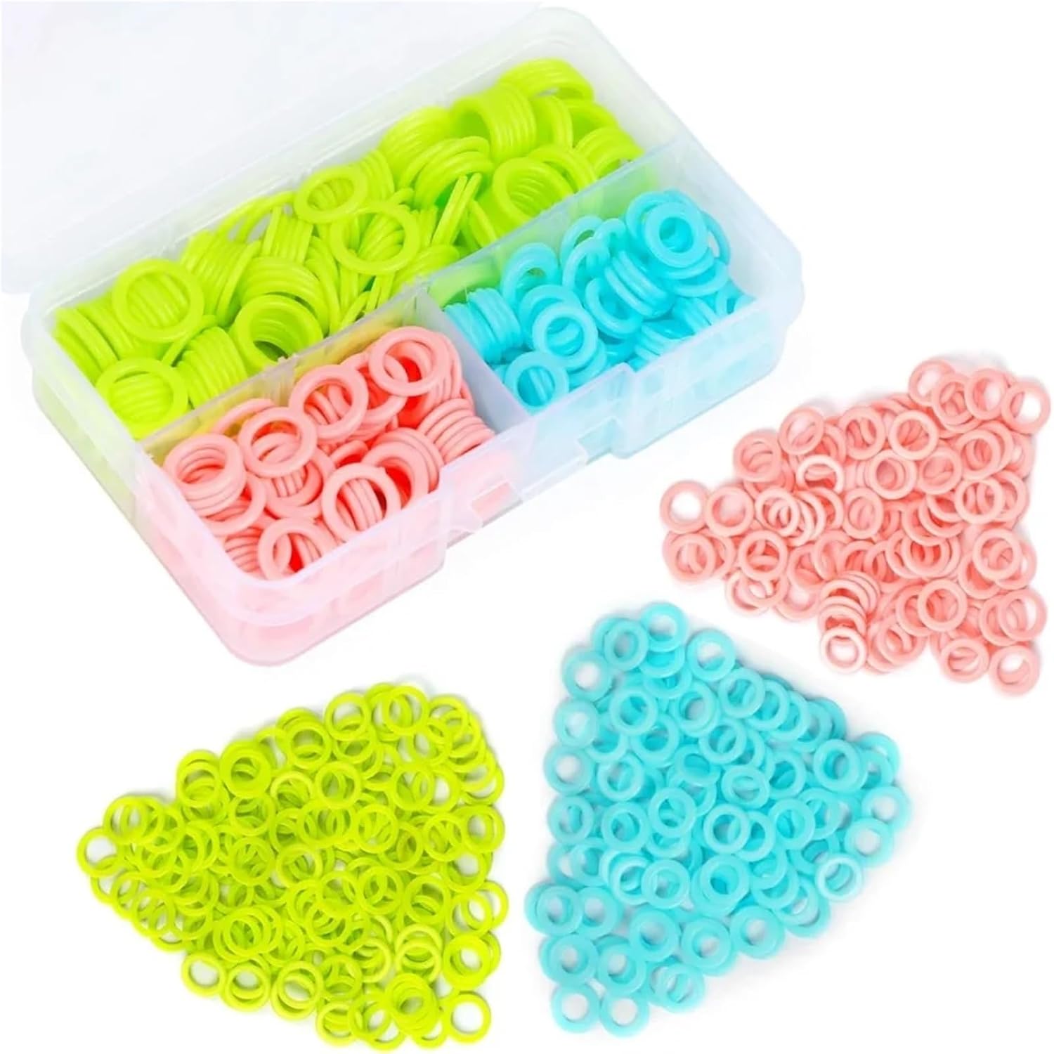 Stitch Markers 6Box Stitch Markers for Crocheting Knitting Random Colored Rings Crochet Locking Counter with Storage(380pcs/box)