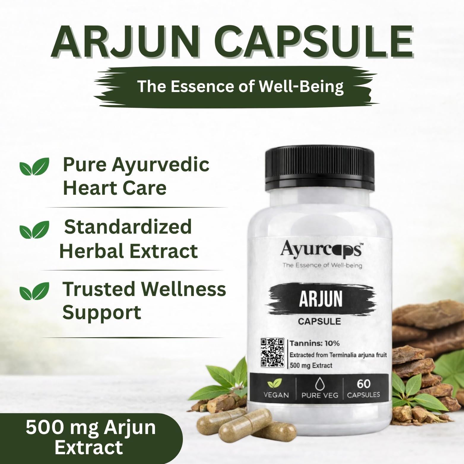 Arjun Capsules 500 Mg | 60 Vegetarian Capsules | Herbal Heart Support Supplement | Standardized Arjuna Extract | Ayurvedic Cardiovascular Wellness Formula — Amazon image 2