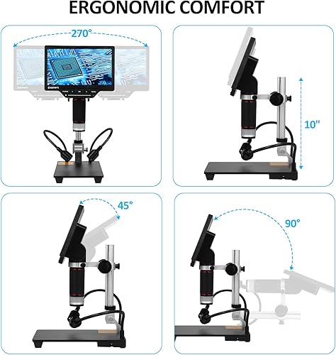 Miniatura 3 de Microscopio digital con multímetro microscopio de soldadura LCD con pantalla de 7 pulgadas, microscopio digital para reparación electrónica 1200X