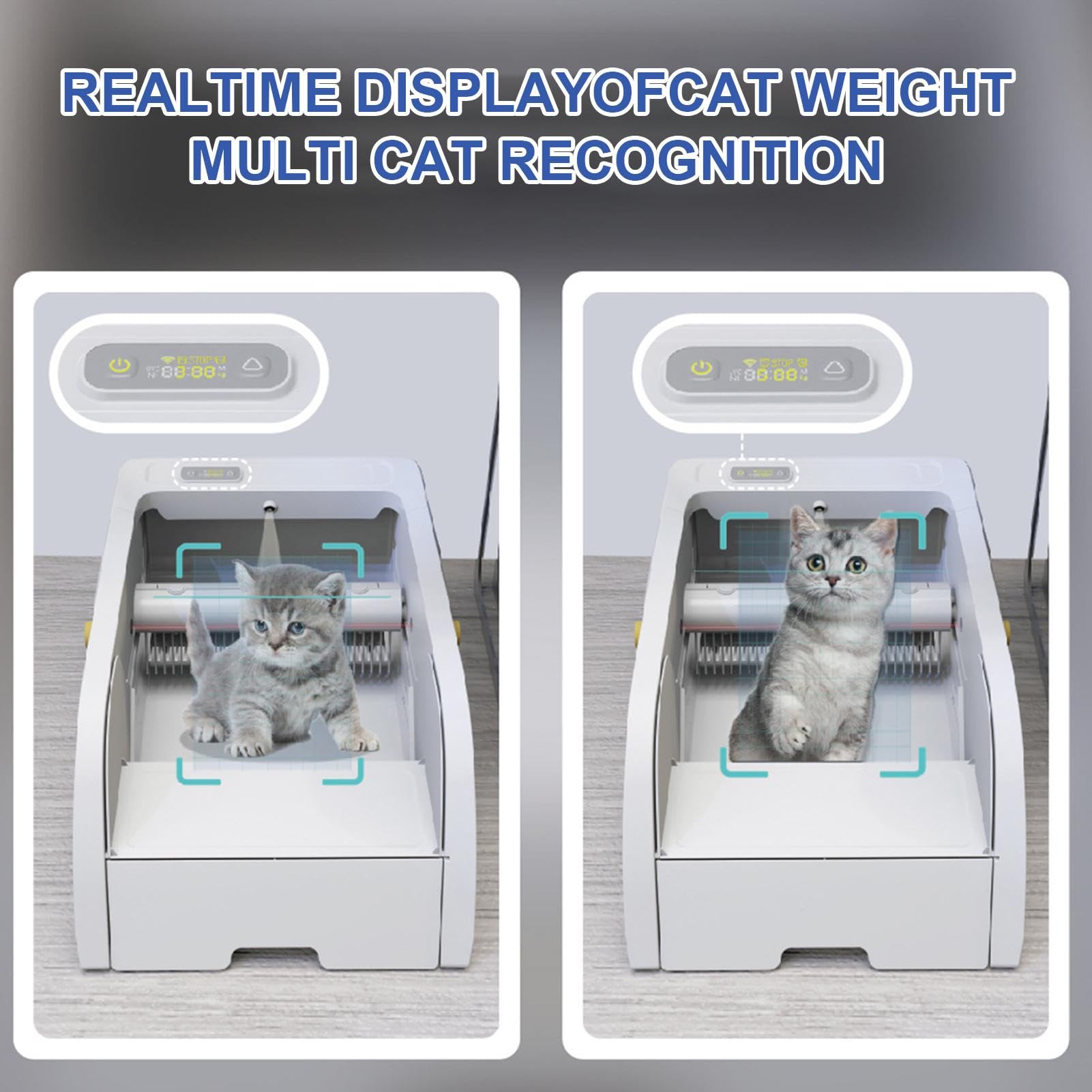Toilette Automatica per Gatti con Lettiera Aperta - Vassoio Igienico di Grande Capacità per il Controllo degli Odori