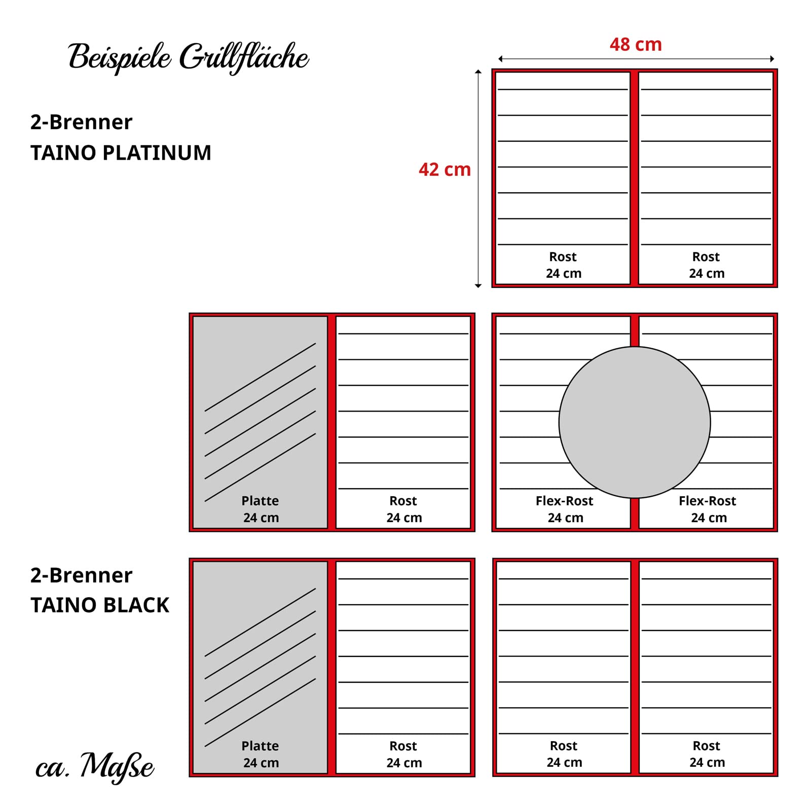 TAINO Platinum/Black Plaque de cuisson réversible en fonte Accessoire pour barbecue à gaz