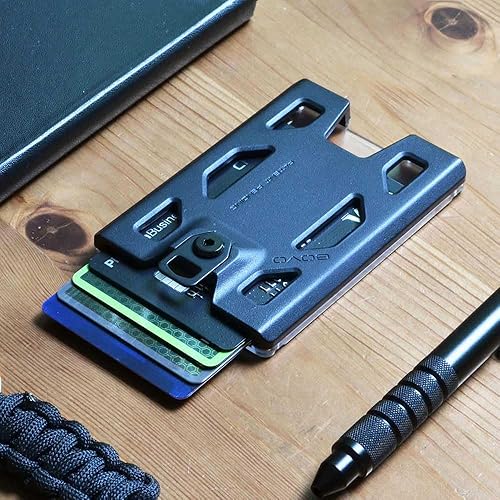 Miniatura 4 de GOVO T4 - Soporte para tarjetas de identificación, versión sin clip, de policarbonato duradero con capacidad para 1 a 4 tarjetas (negro)