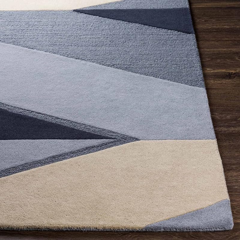 Image of Embossed Handmade GH Wool Thick Geometrical Carpet is a Stylish and Practical Addition to Any Living Room 5X7
