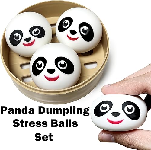 Miniatura 3 de ZTATU Mini Panda Dumpling Juguetes Esponjosos (Paquete de 3) Juguetes Sensoriales de Presión para Adultos, Juguetes Esponjosos de Presión para