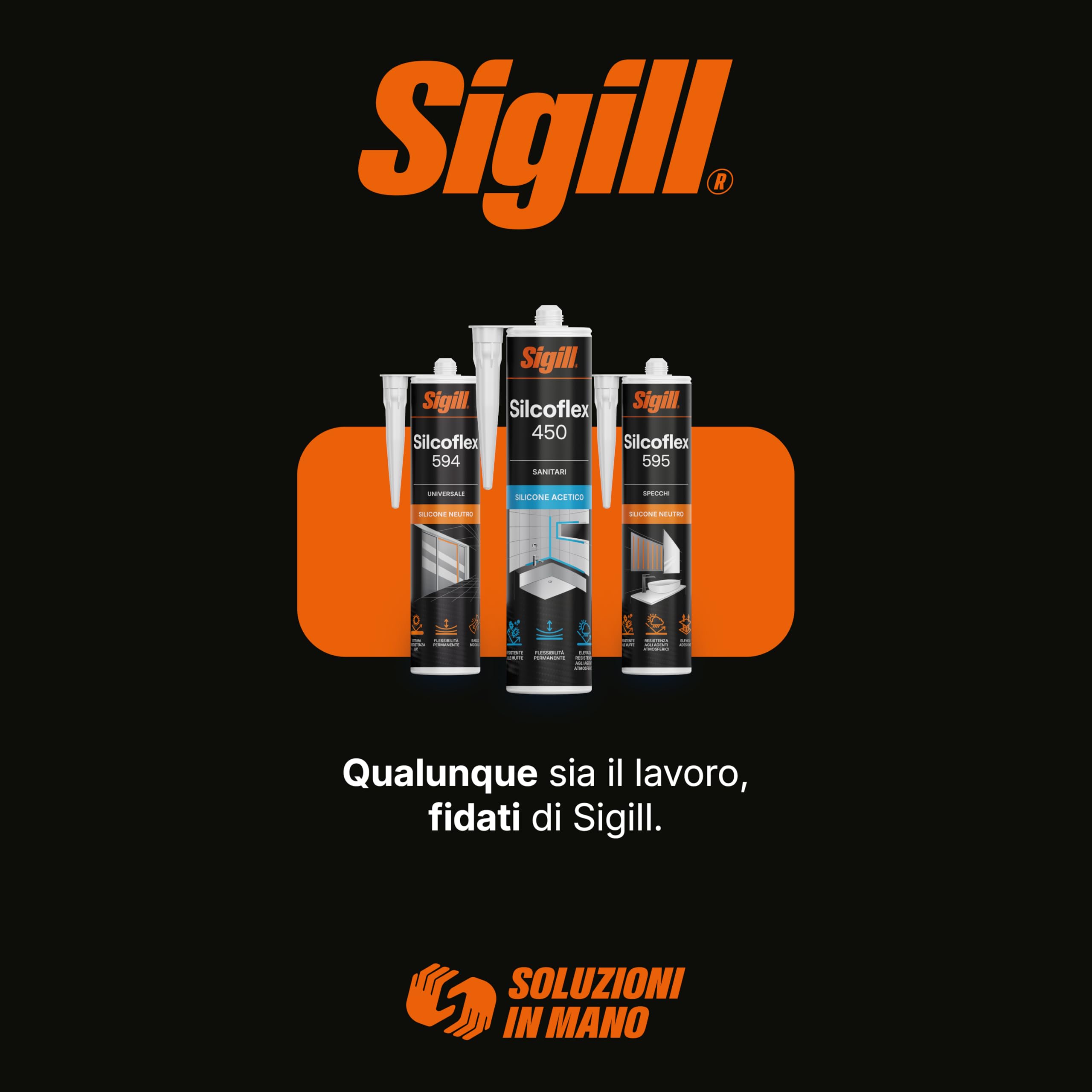 SIGILL, Silcoflex 450, Sigillante Siliconico Acetico Bianco, Ideato per Applicazioni su Vetro, Ceramica e Alluminio, Resistente a Muffe ed Agenti Atmosferici, non Verniciabile, 280 ml