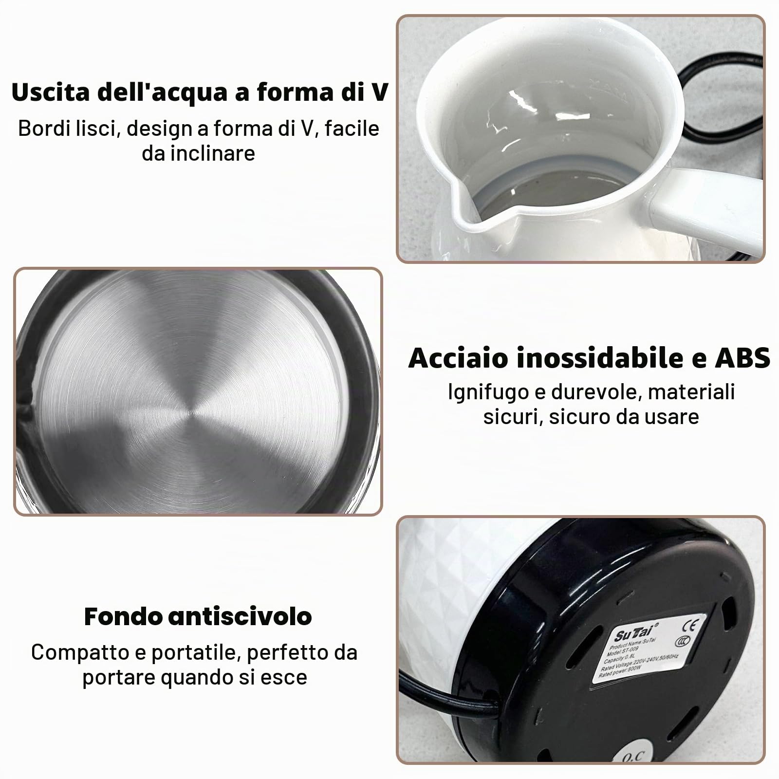Byzesty Bollitore per caffè turco, 500 ml, macchina per espresso, macchina per caffè turco, caffettiera elettrica, caffettiera per casa, ufficio, viaggi, espresso, moka, tè