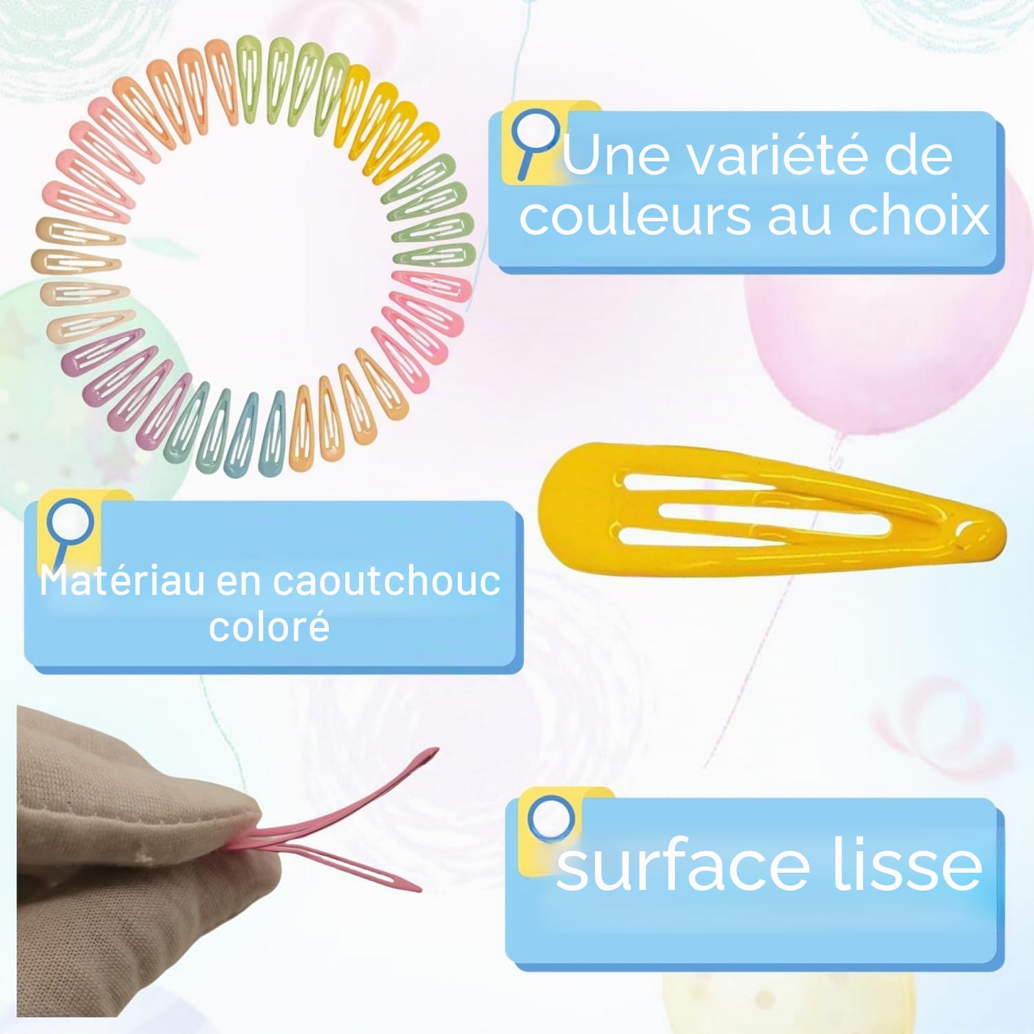 Lot de 40 barrettes à cheveux pour fille - 5 cm - Couleur bonbon - Avec boîte à clipser - Pour filles et enfants (couleur 1)
