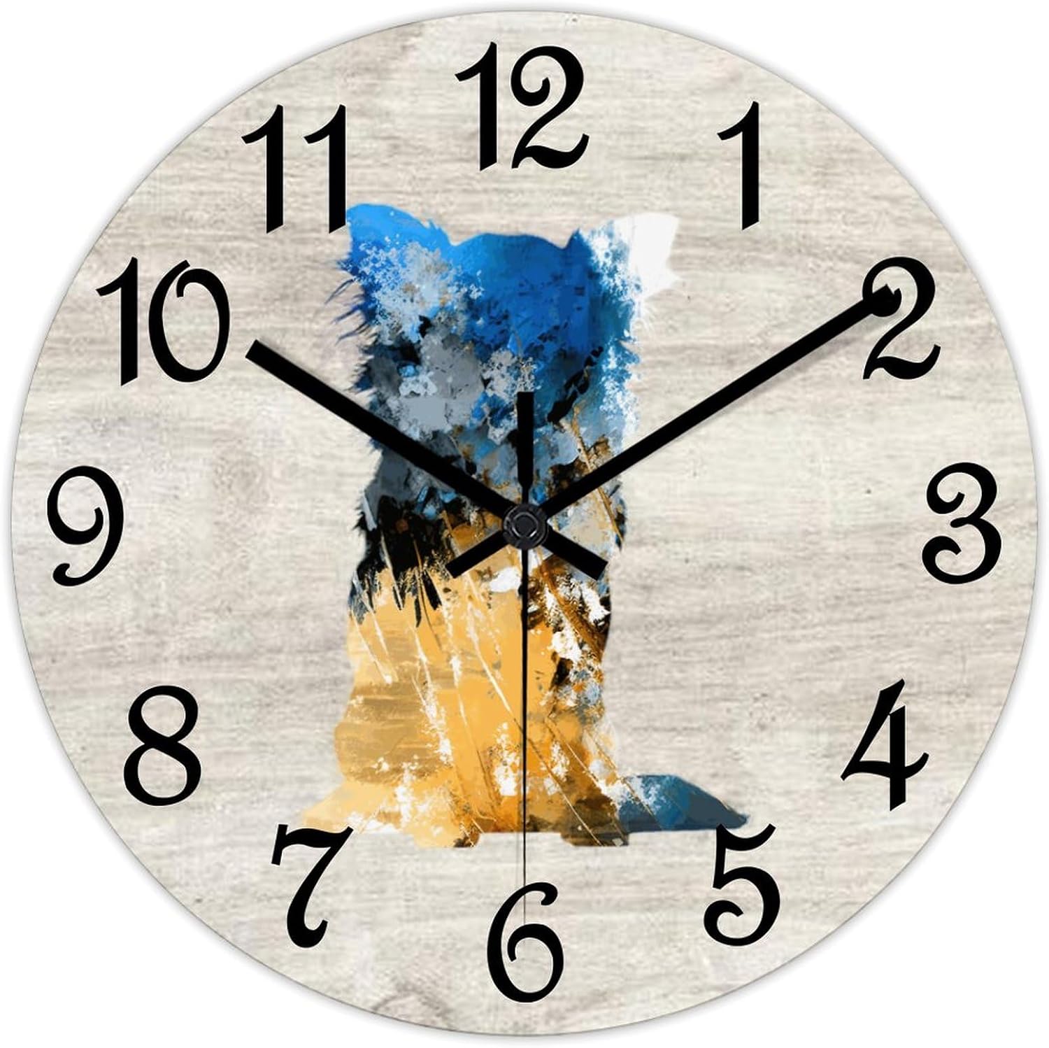 Chihuahua Wall Clock Wood Clock,Dogs Puppies Round Wooden Clock Gifts Novelty Wall Clock for Home Kitchen Living Room Office 15 X 15 Inch