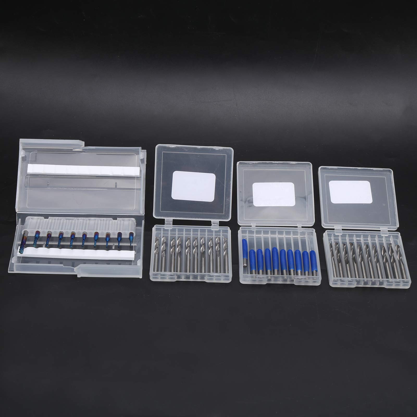 Ejoyous Juego de 40 Fresas de Acero de Tungsteno con Vástago de 3,175 Mm, Brocas de Grabado para Máquina, Fresas de Extremo Surtidas Chapadas en Ti para Molde de PCB, Plástico, Fibra de Carbono,