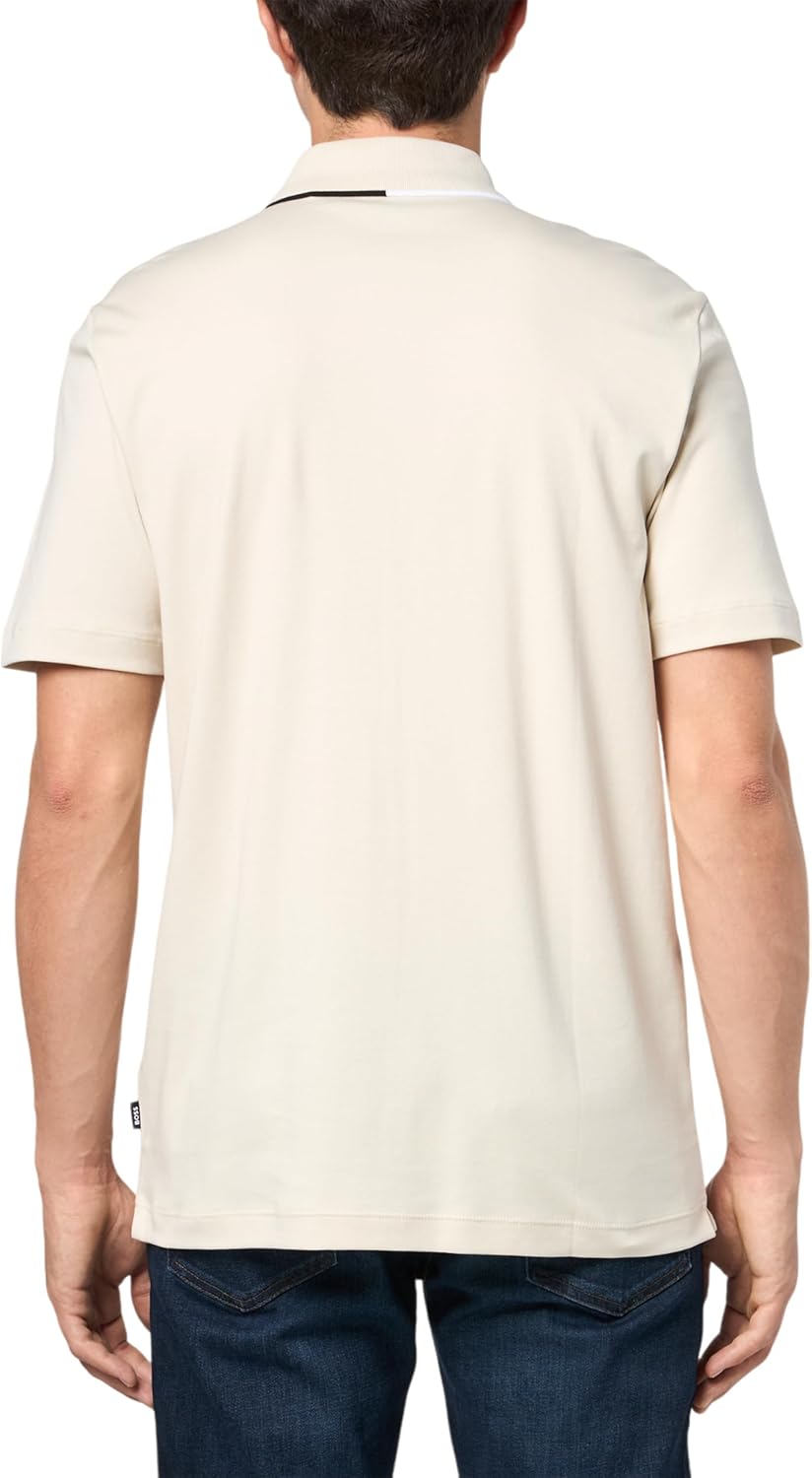 BOSS Men's Color Tipping Zipper Polo Shirt