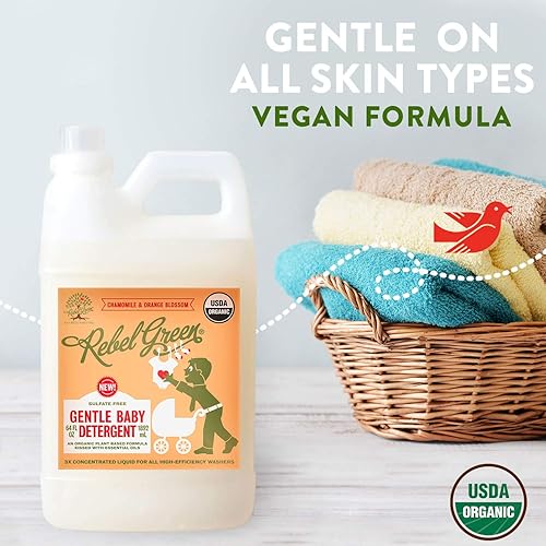 Miniatura 4 de Rebel Green Detergente natural para ropa de bebé, jabón líquido orgánico e hipoalergénico certificado para bebés y bebés con piel sensible - 64