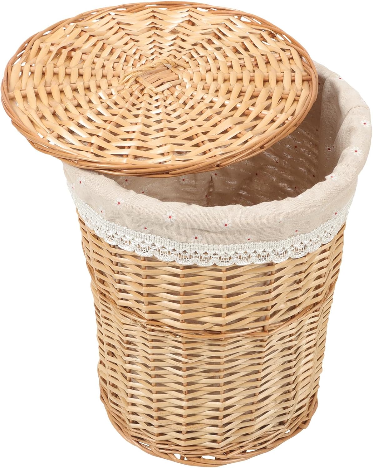 Woven Laundry Hamper Basket with Lid Large-capacity Rattan Clothes Storage Bin Ventilated Dirty Clothes Basket for Bathroom Bedroom Organization