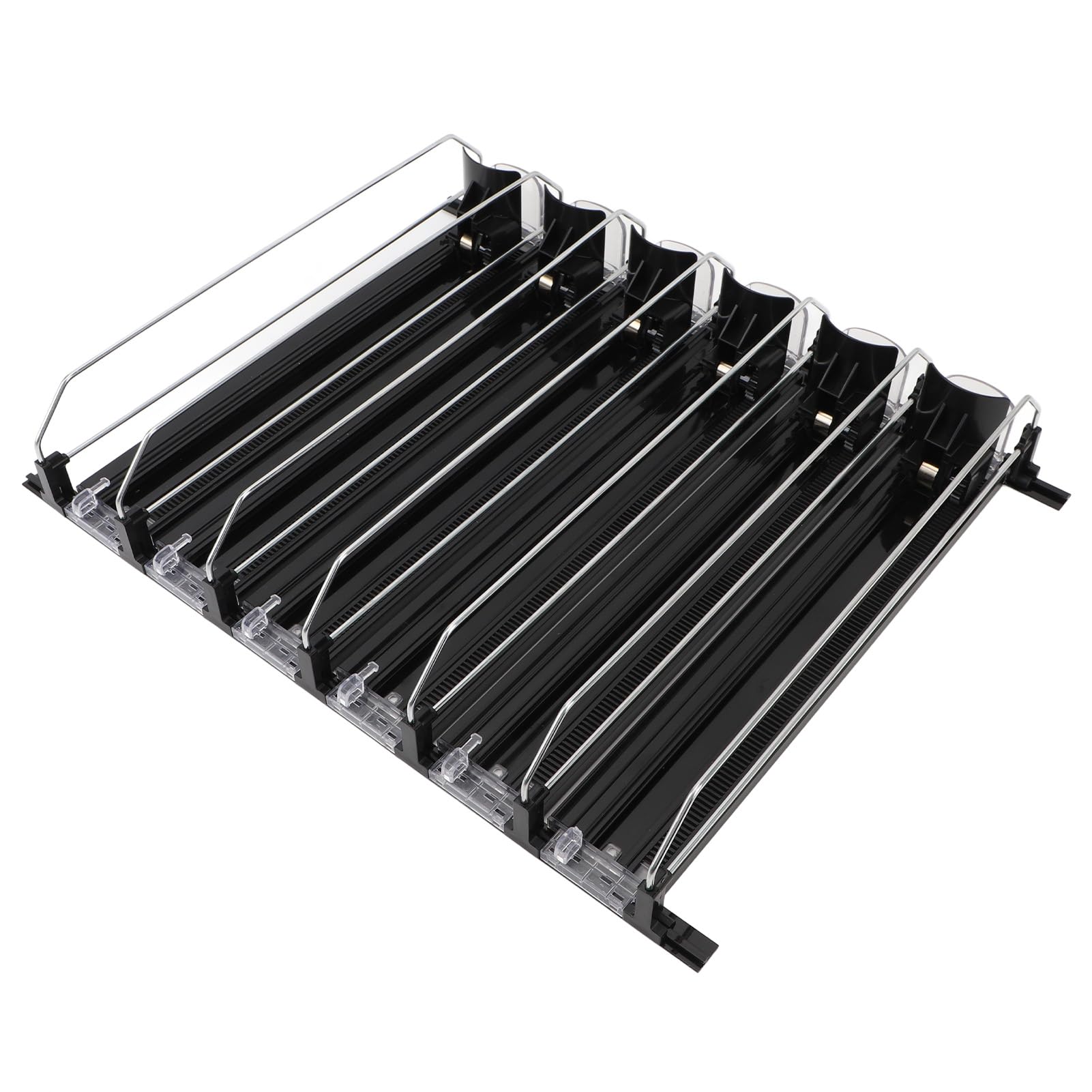 Zerodis 6Pcs Fridge Drink Organizer, Can Water Bottle Drink Dispenser Automatic Beverage Pusher Beverage Thruster Beer Supermarket Shelf Thrusters Convenience Store Freezer (Black)