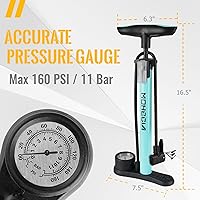 Vista 4 de MOHEGIA Bomba de piso de bicicleta con manómetro: bomba de bicicleta de aire con alta presión 160 PSI, se adapta a la válvula Schrader y Presta