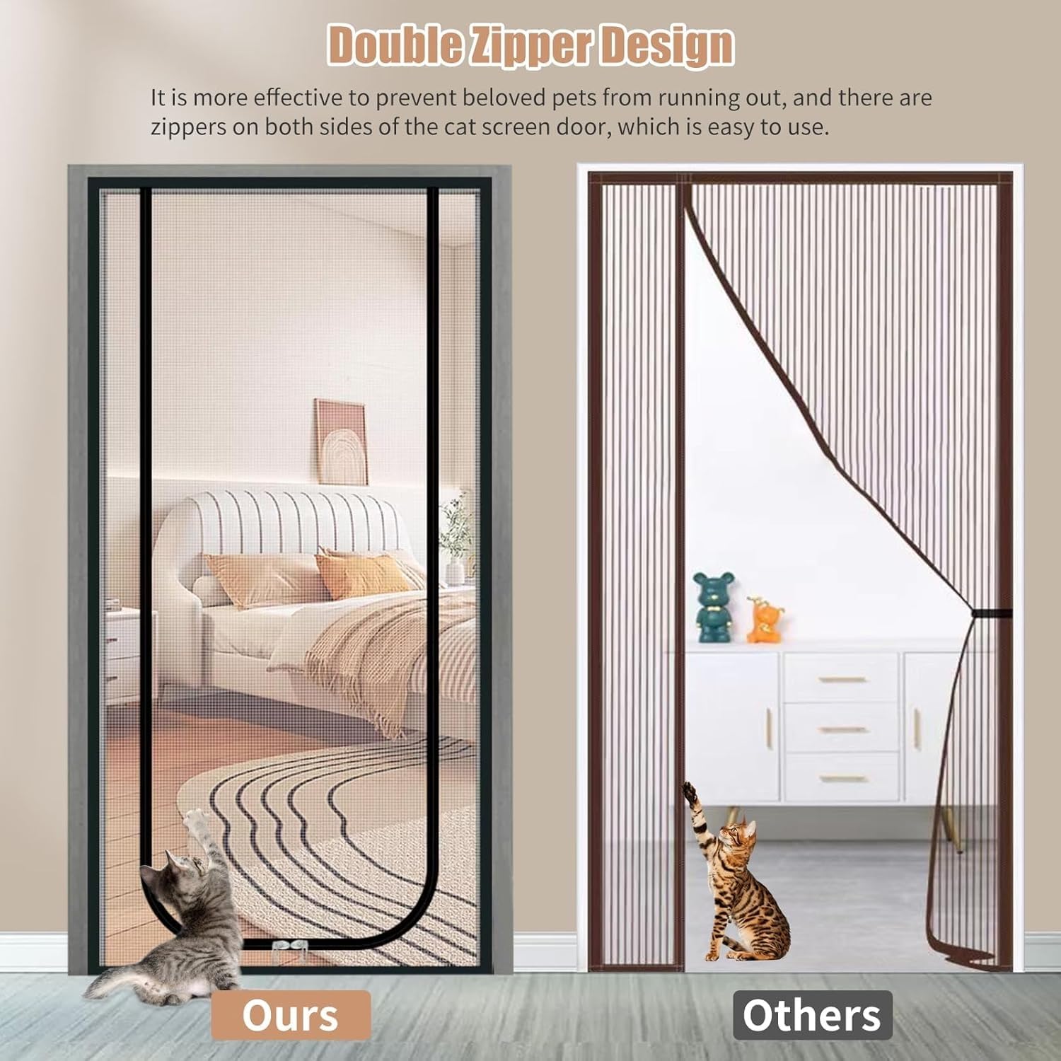 Huisdierhordeur, 90 X 210 Cm, Verdikt, Kat- En Hondbestendig Hordeur Met Rits, Deurhor For Woonkamer, Slaapkamer, Keuken, Terras, Krasbestendig Hor For Huis(80x210cm