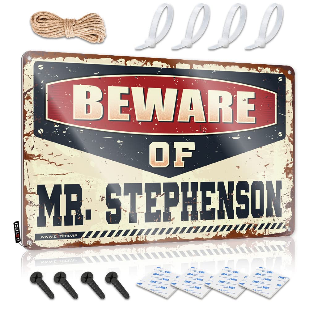 BRUNTELO Tin Sign Metal Beware Of Mr. Stephenson Tin Sign Old Signs Metal Vintage Bar Sign For Home Decor(30X40CM)