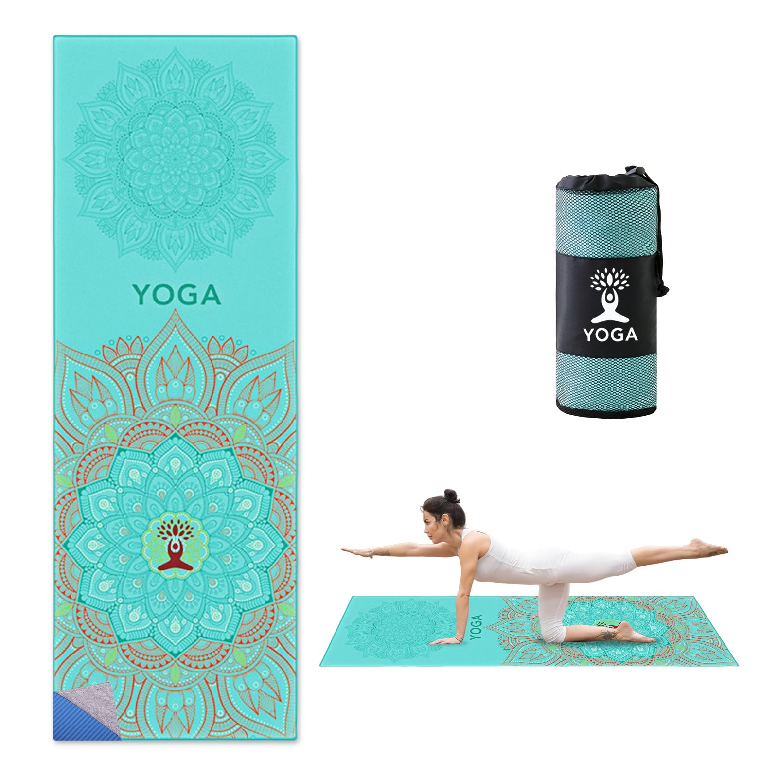 SUNOYA Serviette De Yoga Antidérapante 185×63cm, Tapis De Yoga Antidérapant Et À Séchage Rapide, Couverture De Yoga Souple, Serviette Yogas Chaude Antidérapante pour Tapis De Yogas