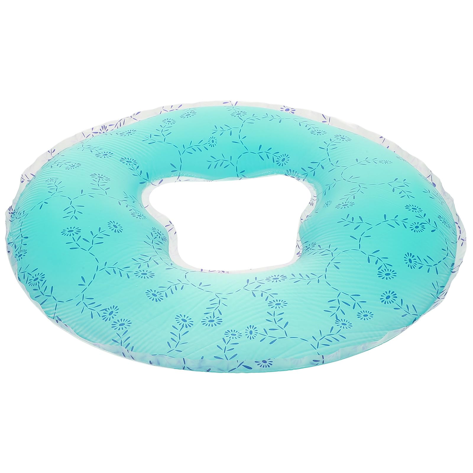 Almohada Facial de Silicona Orificio Redondo para Masaje Profesional en Salón, Reposacabezas para Mesa de Masaje, Cojín Verde Estampado para Cuidado y Relajación