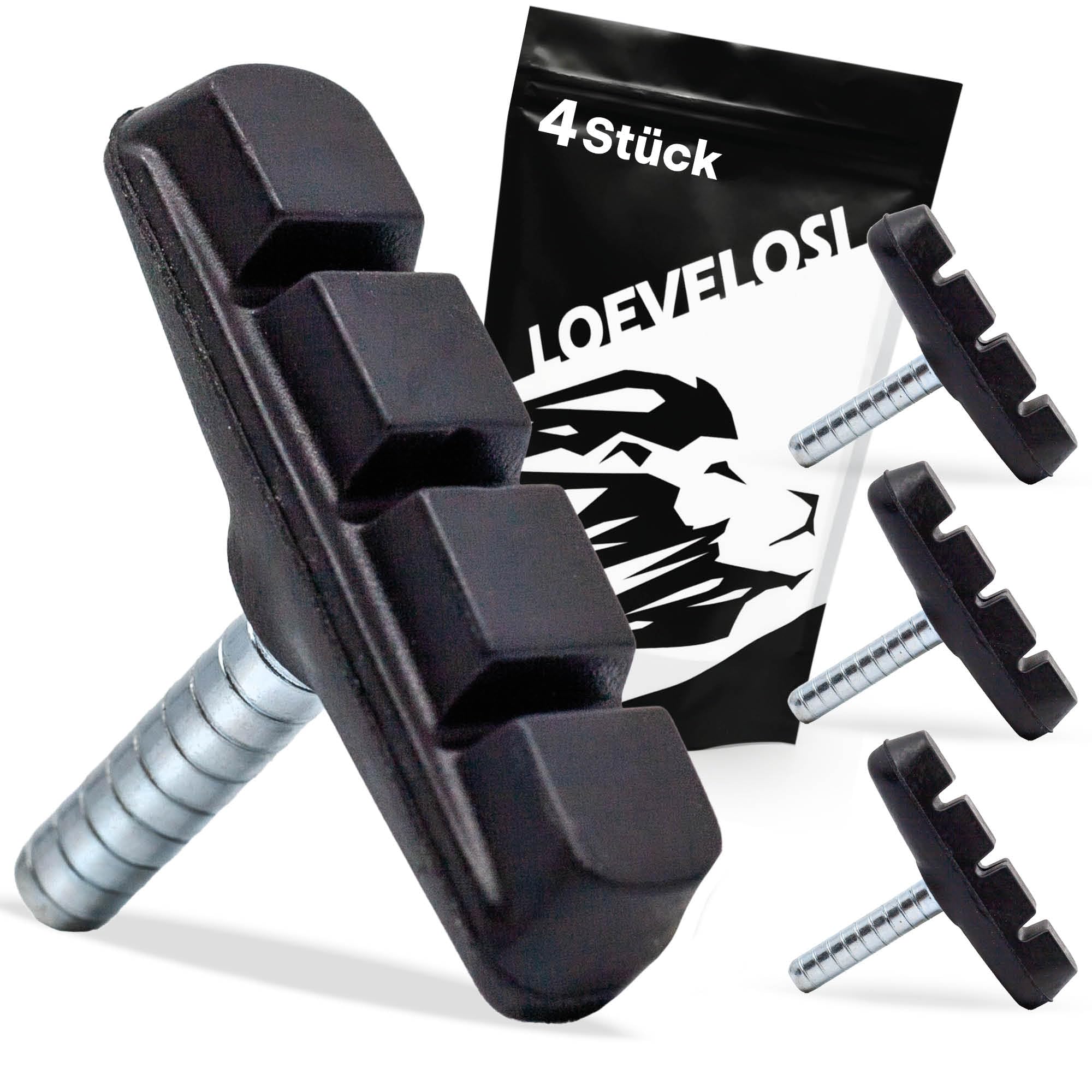 LOEVELOSI Cantilever Bremsbacken Set - 4er Pack Bremsklötze, Bremsschuhe 55mm Fahrrad Bremsbeläge Cantilever - Hohe Performance & Langlebigkeit für Felgenbremsen - Fahrrad Bremsklötze Cantilever