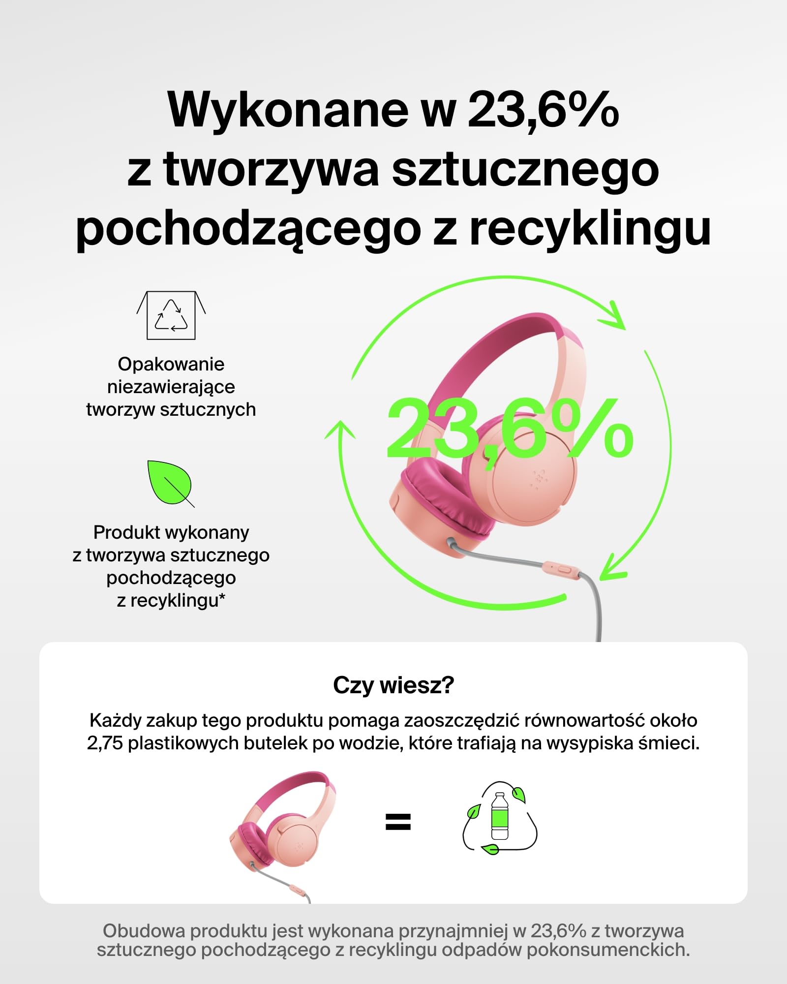 Belkin SoundForm Mini Słuchawki Dzieci Przewodowe, przejściówka USB-C do 3,5 mm, mikrofon, naklejki, maks. głośność 85 dB – nauka online i podróże, do urządzeń iPhone, iPad, Galaxy – Różowe